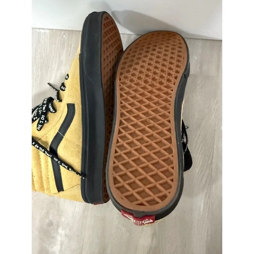 Vans Sk8 Hi Yellow Suede Mens Shoes Custom Artwork Bonita Applebum Size 8